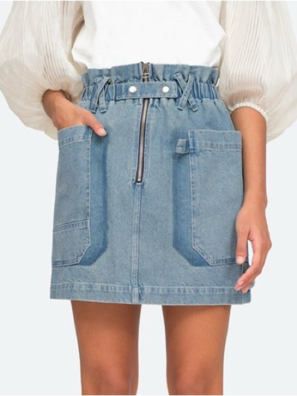 Sea New York Mara Blue Jean Denim Cotton High-Waist Mini Skirt Size 8